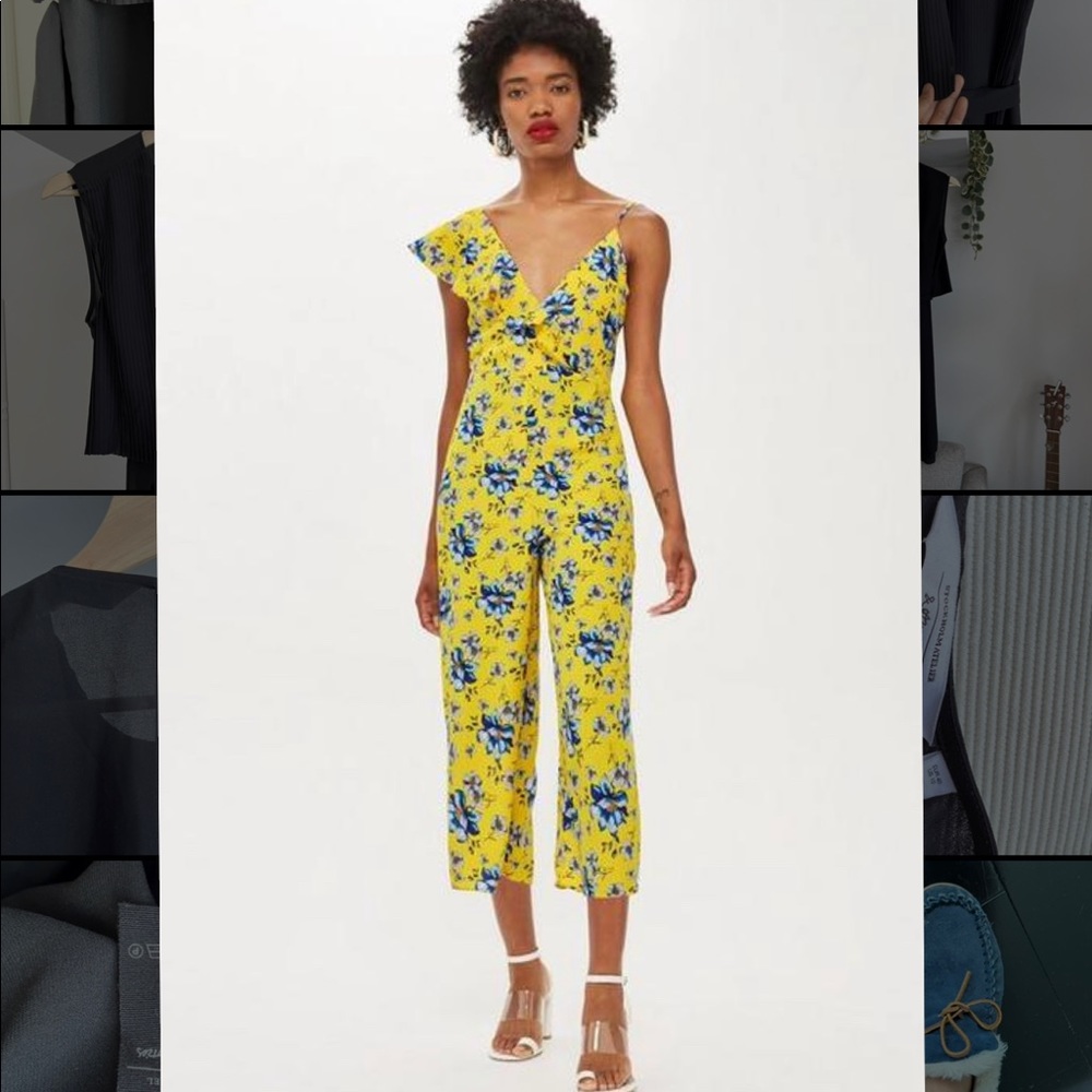 Topshop Ruffle Floral Jumpsuit, US8